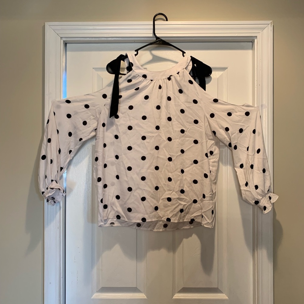 New York & Co 7th Ave Design Studio Polka Dotted Dress Shirt Size M